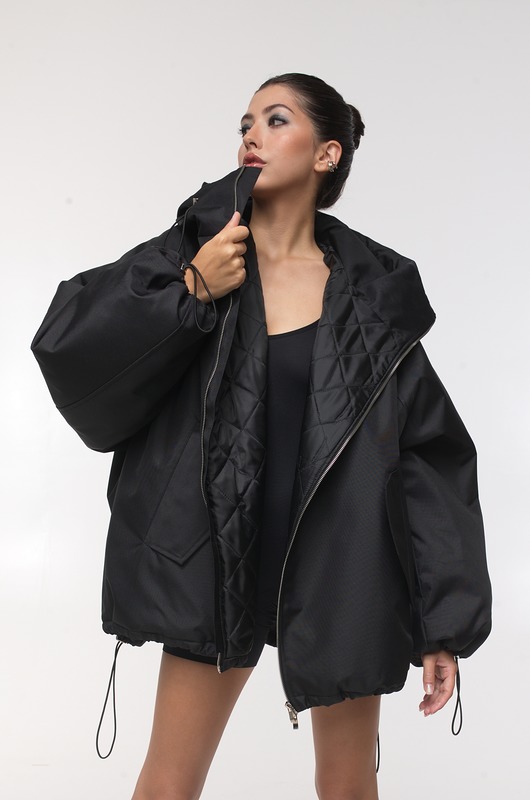 kurtki damskie Kurtka bomber hoodie oversize black