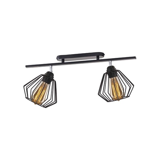 lampy wiszące Czarna lampa sufitowa na listwie z regulowanymi kloszami HOUSTON LOFT