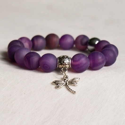 matowy AGAT purple & ważka kaktusia
