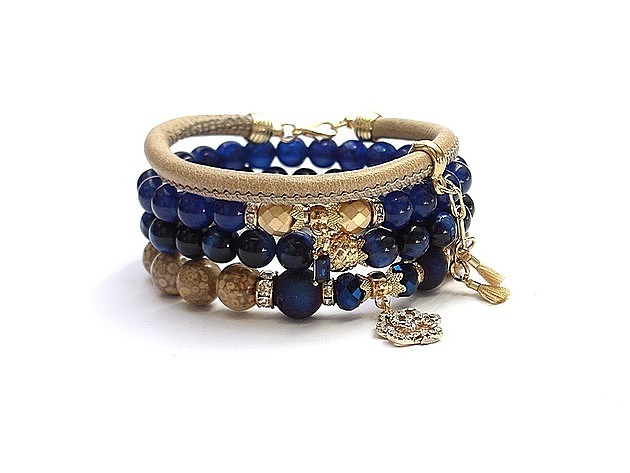 bransoletki z kamieni naturalnych Dark blue and  sand vol. 7 /22.05.22/ -  set
