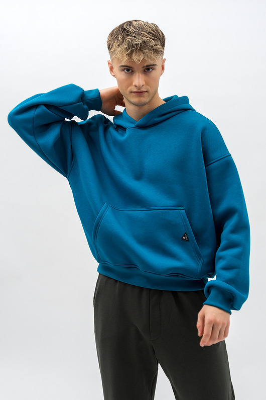 bluzy męskie Bluza z kapturem ciepła męska ,,HALIL" petrol