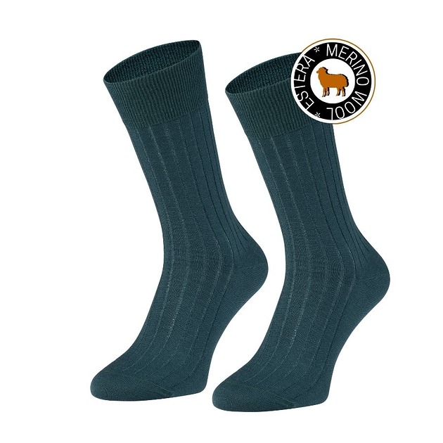 skarpetki męskie Zielone skarpety z wełny merynosa 94% merino