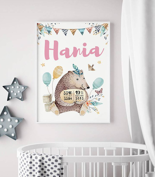 Metryczka z Misiem - plakat HOG STUDIO