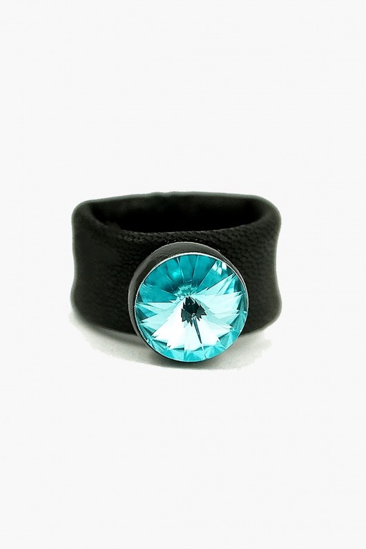 Skórzany pierścionek z kryształem Swarovskiego 4 Seasons Jewelry