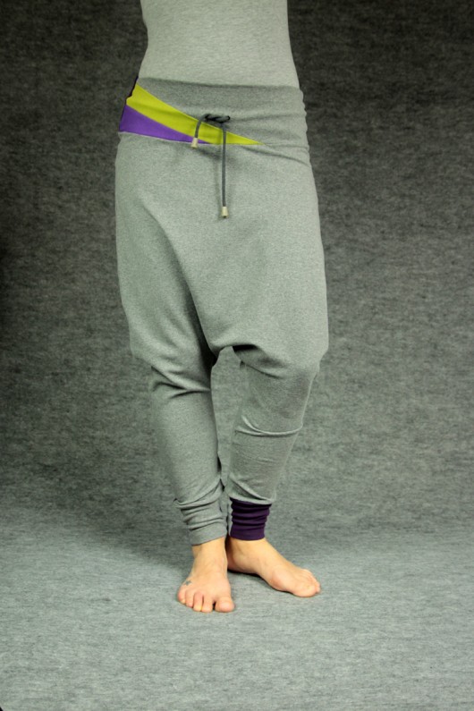 Spodnie SzaryMary filotet+limonka - yoga, taniec Mimi Monster