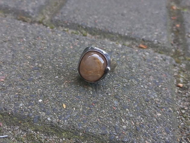 pierścionki - różne Kwarc z rutylem - pierścionek regulowany