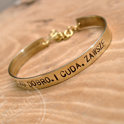 bransoletki wire wrapping Bransoletka z Twoim napisem - Like - brass chain