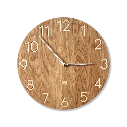 zegary Zegar ścienny z litego dębu jasne cyfry arabskie