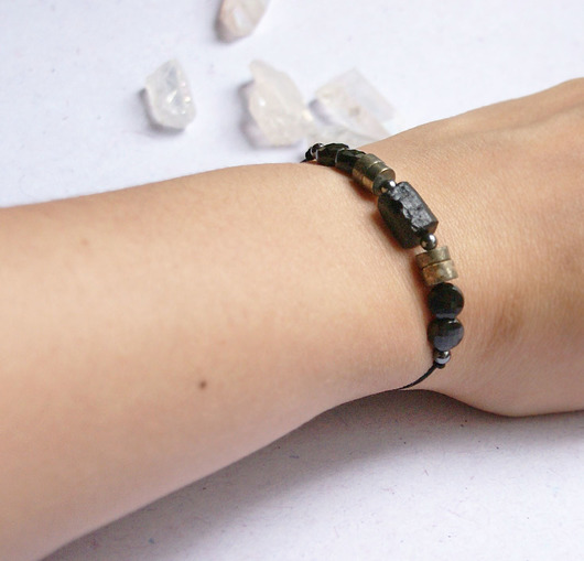 bransoletki z kamieni naturalnych OCHRONNA bransoletka - turmalin, piryt, obsydian