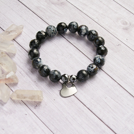bransoletki z kamieni naturalnych Serce : stal szlachetna : agat