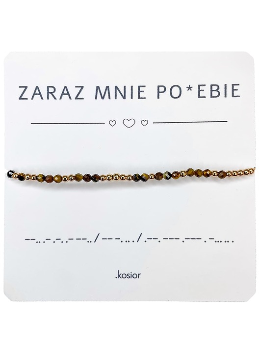 bransoletki na sznurku Bransoletka z alfabetem Morse Hematyt, Tygrysie oko