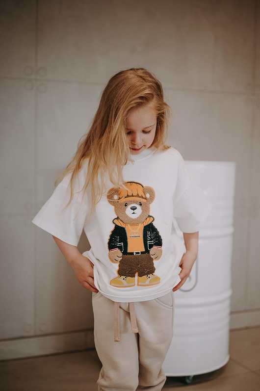 t-shirty dla chłopców T-shirt oversize Axel Teddy cream