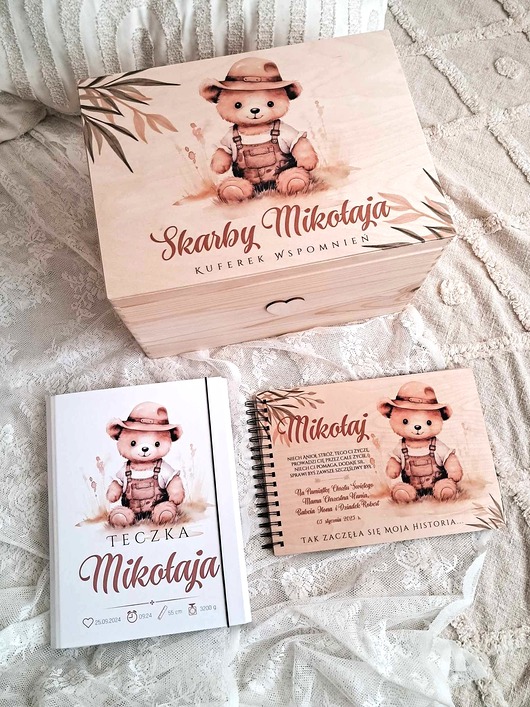 Chrzest - inne ZESTAW MIŚ W KAPELUSZU z dedykacją, prezent na Chrzest, roczek, narodziny