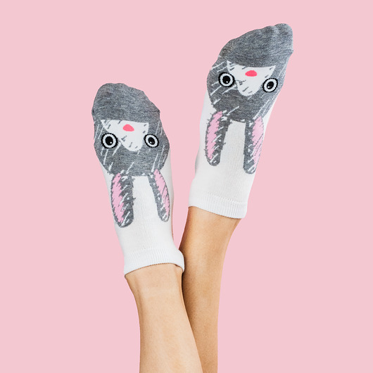 skarpetki damskie Skarpetki z szarym królikiem