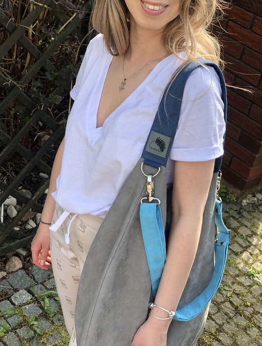 Szara torba worek z zamszu ekologicznego Karolina Audycka