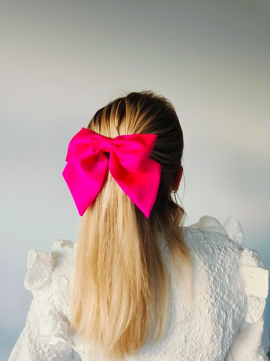 spinki i klamry do włosów Kokarda spinka klamra jedwabna neon fuchsia 100% jedwabna 22 momme
