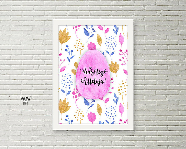 Wielkanoc - inne Plakat wielkanocny A4 różowa pisanka