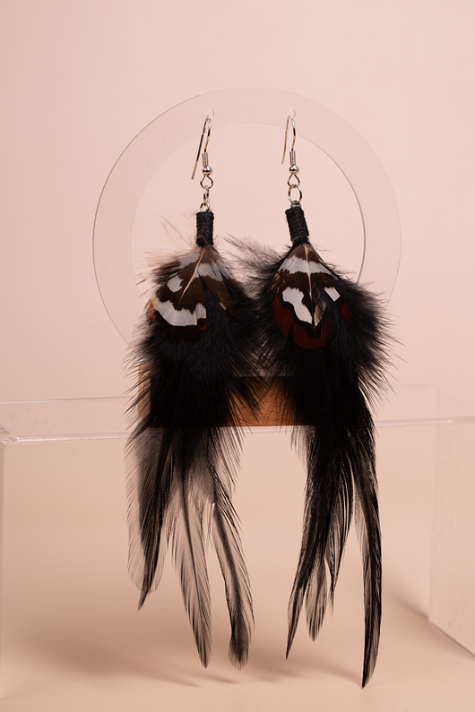 kolczyki z piórami Kolczyki pióra naturalne