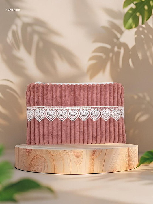 kosmetyczki Kosmetyczka organizer do torebki sztruks z koronką KW021