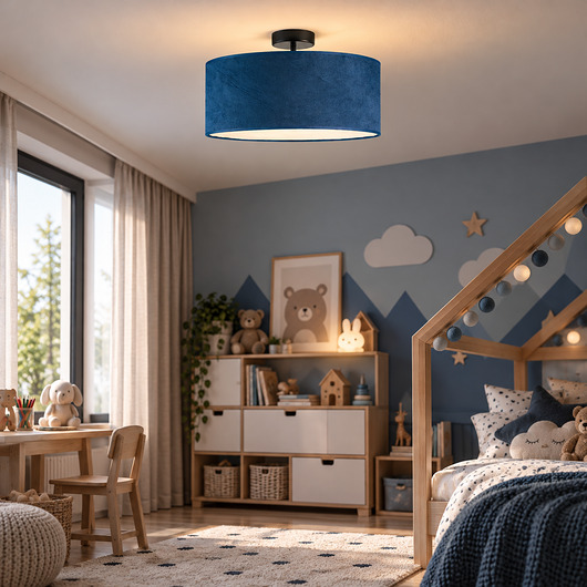 plafony Pudrowy plafon do salonu z welurowym abażurem WENECJA VELUR KIDS fi - 40 cm