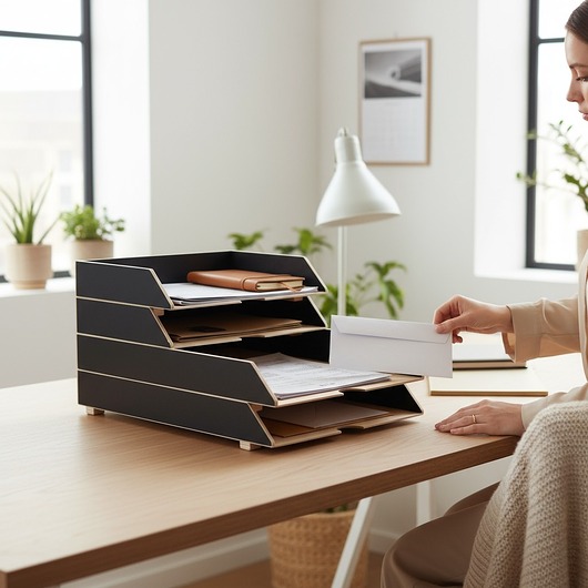 organizery A3 Organizer biurkowy - tacki na dokumenty CZARNY