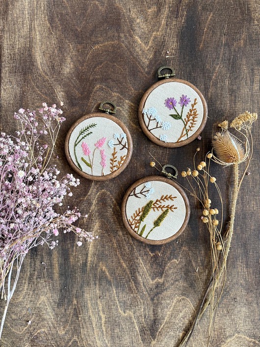 Ozdoby na ścianę Ręcznie haftowany zestaw obrazków