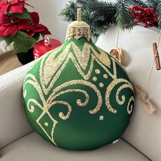 poduszki z grafiką Poduszka Dekoracyjna Zielona Bombka Duża