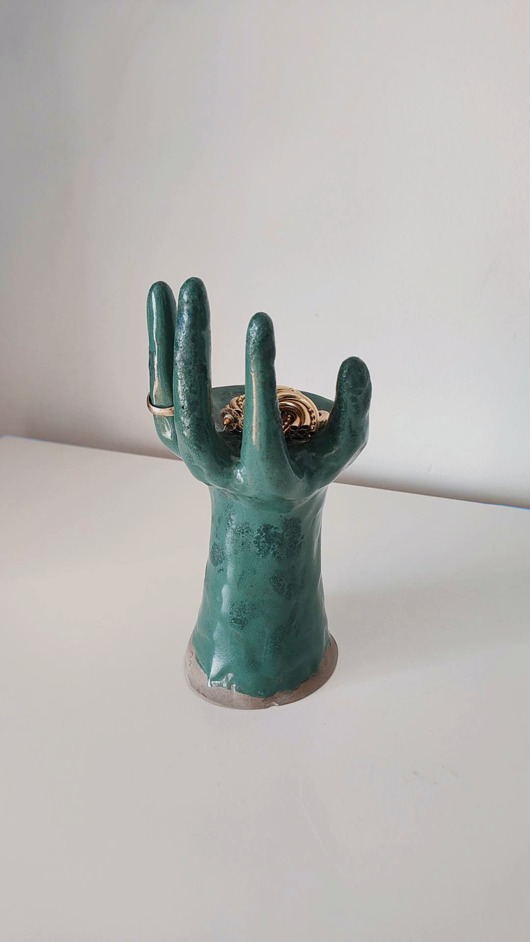 pojemniki na biżuterię Dłoń ceramiczna zielona