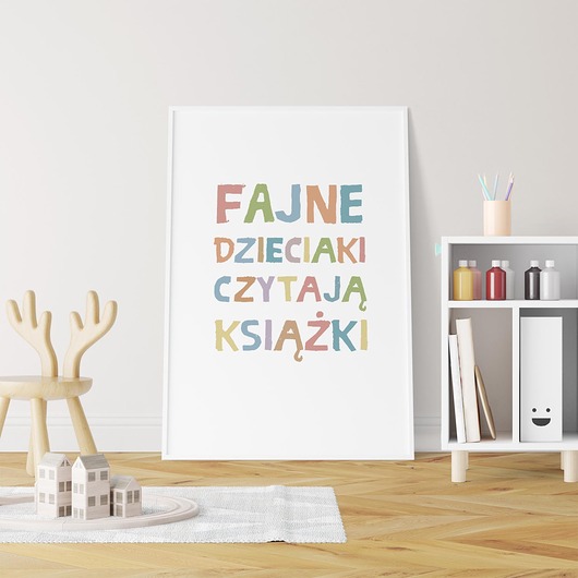 obrazy i plakaty do pokoju dziecięcego FAJNE DZIECIAKI CZYTAJĄ KSIĄŻKI - plakat A3