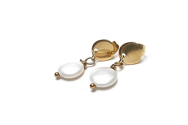kolczyki pozłacane Kolczyki pozłacane Pearls /white/ perły naturalne vol. 8