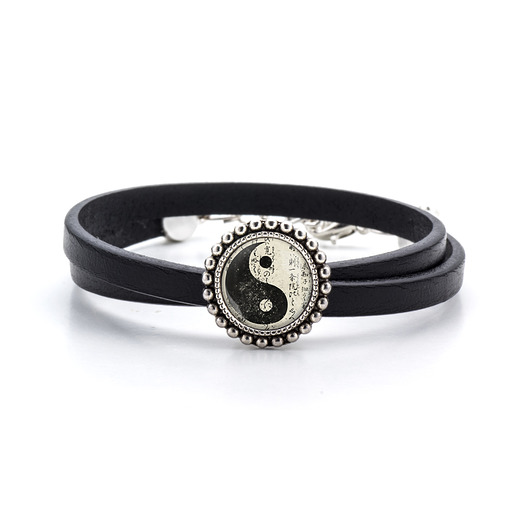 bransoletki skórzane Bransoletka z rzemienia i grafiką YIN YANG