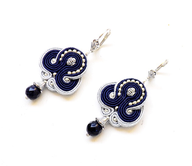 kolczyki soutache Sutaszowe kolczyki NAVY
