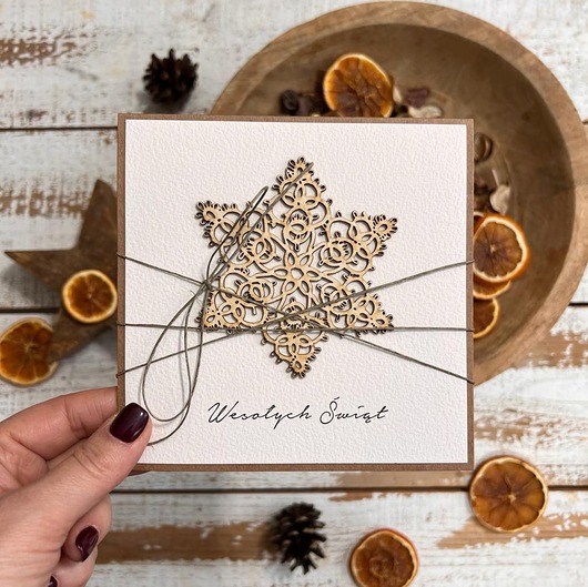 kartki świąteczne Stylowa ręcznie robiona kartka świąteczna