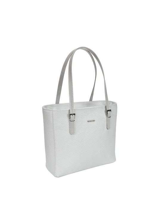 torby na ramię Torba skórzana - shopper - biało szary (6103)