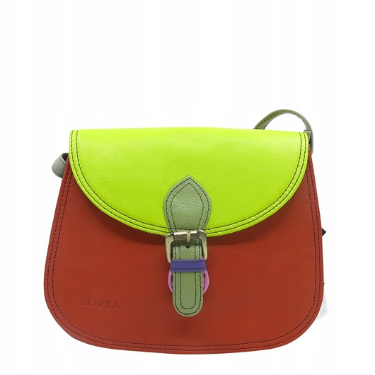torby na ramię Torebka listonoszka damska skóra naturalna ze skrawków oryginalna OLIVKA