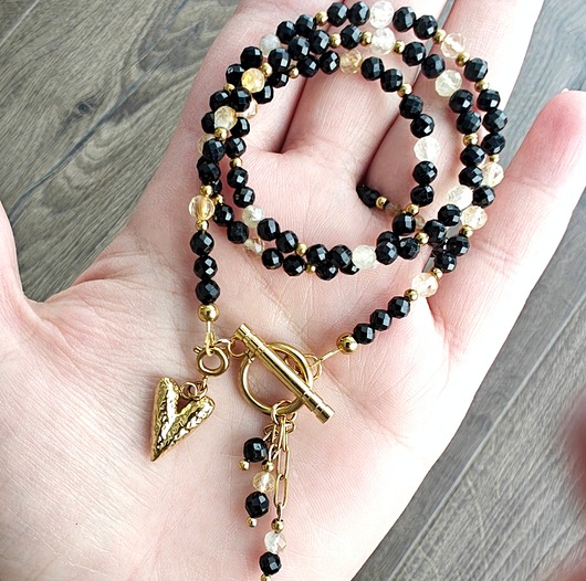 złote naszyjniki Klasyczny turmalin i cytryn