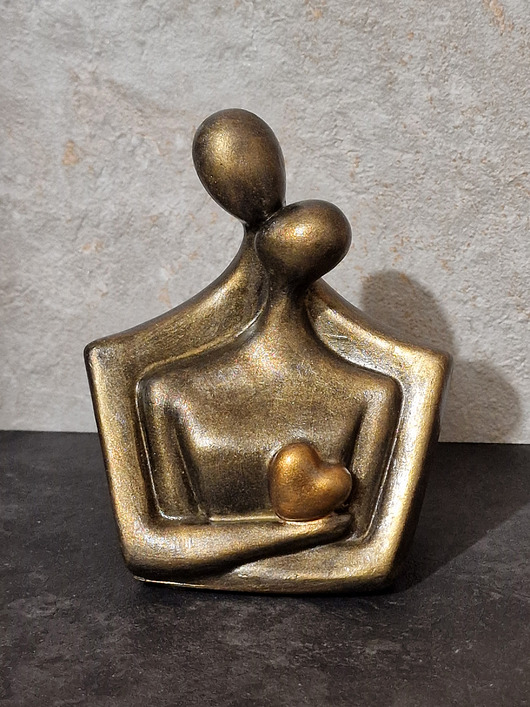 figurki i rzeźby Rzeźba z gipsu, Para Zakochanych, brązowe złoto, wys. 12 cm