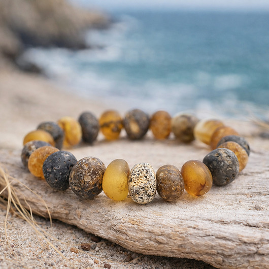 bransoletki z kamieni naturalnych Elastyczna bransoletka z surowego bursztynu bałtyckiego