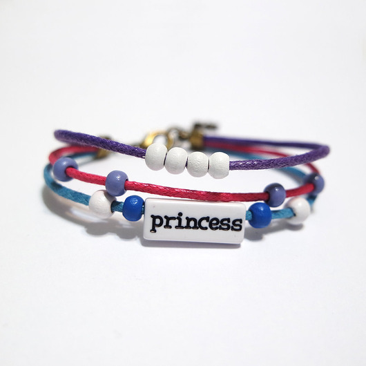 bransoletki na sznurku Bransoletka - Princess, divine - sznurki, drewniane koraliki
