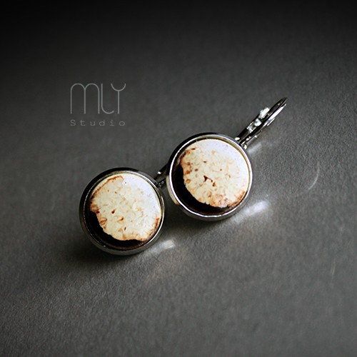 kolczyki ceramiczne Czekoladowe/stal nierdzewna/