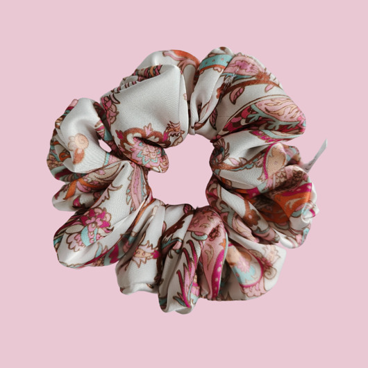 gumki do włosów Satynowa gumka satynowa scrunchie owijka frotka orientalny róż MAXI