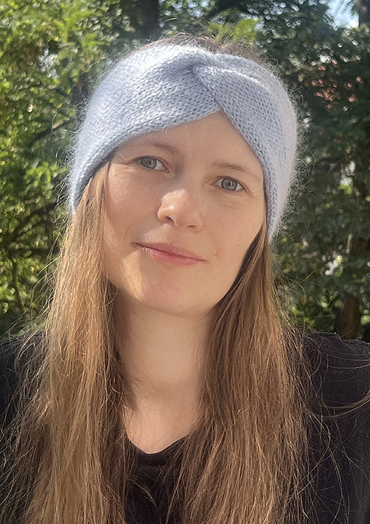 opaski do włosów Opaska z alpaki moheru i jedwabiu niebieska