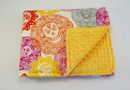 DUŻY letni dwustronny kocyk, CZACHY +mango minky Little Sophie
