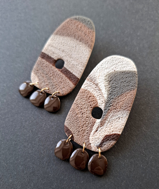 kolczyki z masy plastycznej Kolczyki ruchome piaski no4