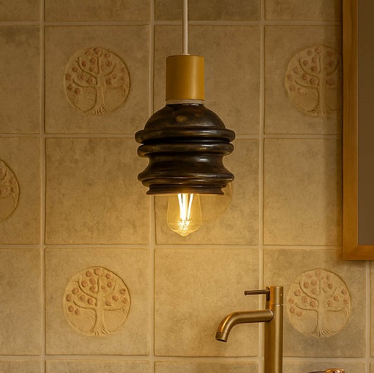 lampy wiszące Lampa wisząca ceramiczna Dzwonek czarno biała