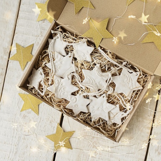 ozdoby choinkowe 10 szt gwiazdki ceramiczne białe na choinkę