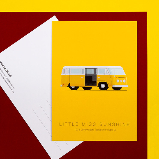 Plakat VW Transport - Little Miss Sunshine - pocztówka minimalmill