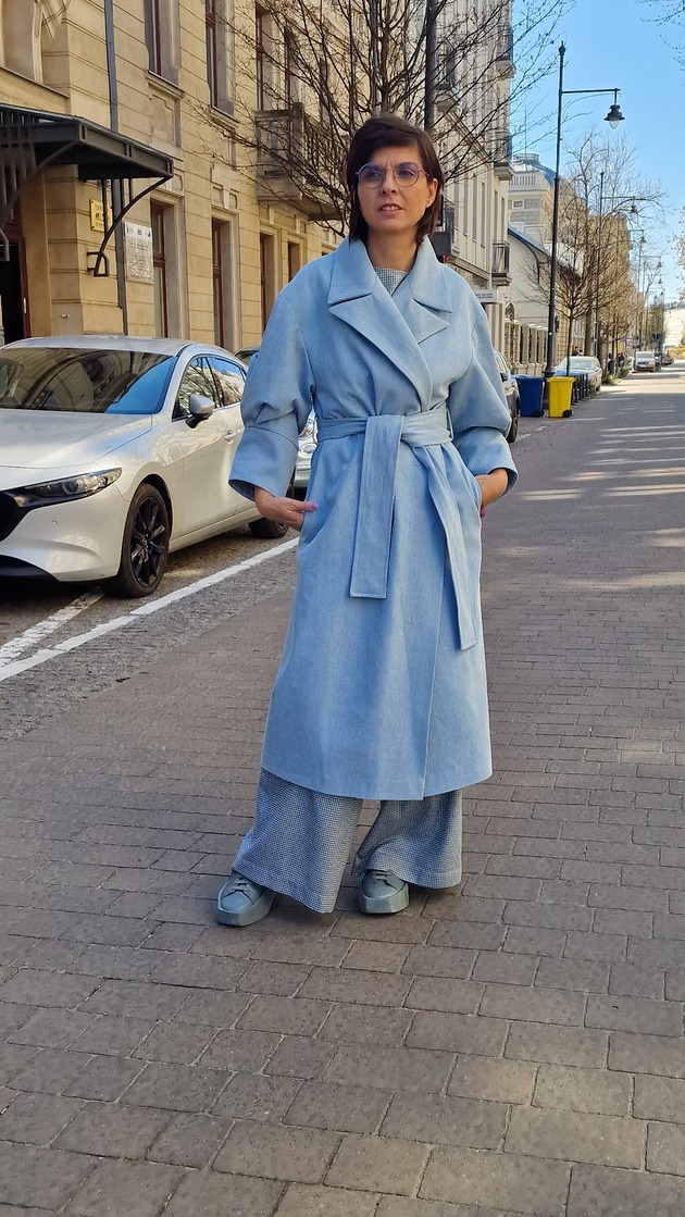 płaszcze damskie Bawełniany płaszcz Pola jeansowy