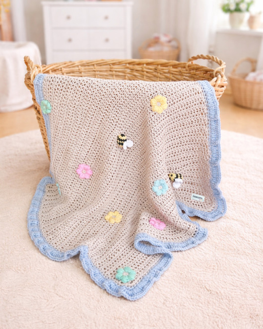 kocyki, kołderki, pościel dla dzieci Kocyk dziecięcy Magic Garden wełna merino bawełna