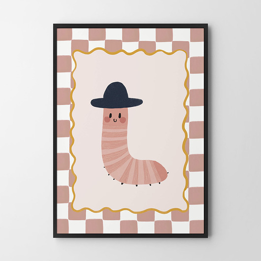 obrazy i plakaty do pokoju dziecięcego Dzdżownica - plakat dla dzieci pokój dziecka